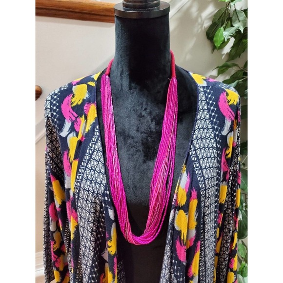 Multicolor Women's 100% Rayon Long Sleeve Casual Open Front Long Kimono Large - Picture 2 of 10